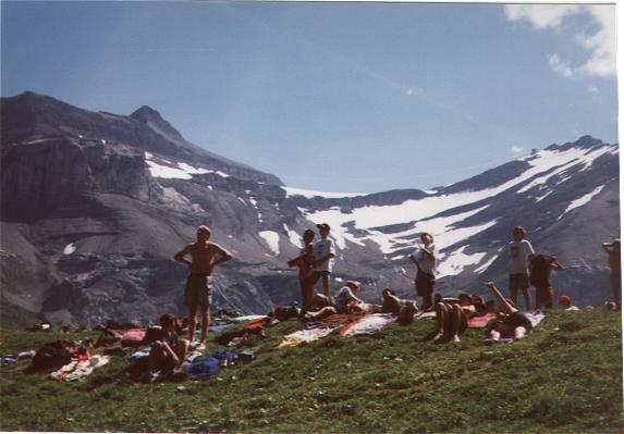 Baden in den Bergen.