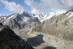 Blick vom Gipfel des Sparrhorns (3020m) über den Oberaletschgletscher zum Wysshorn und Aletschhorn.